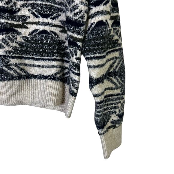 Lucky Brand Geometric Oversized Aztec Sweater Womens M Cream Black Western Cozy - Picture 4 of 7
